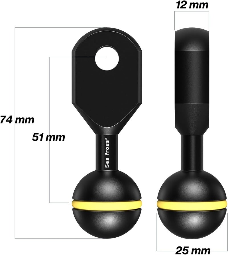 Seafrogs Ball Arm Ball to YS Mount Arm 2.0" Essential Diving Equipment Underwater Photography Gear Lighting System Aluminum Alloy Diving Equipment Accessory Lightweight Arms AM-3 - Image 2